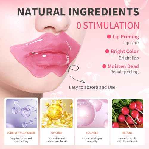 Miniling 30 Pairs Lip Mask & Eye Mask, Crystal Collagen Under Eye Patches for Puffy Eyes, Undereye Bags, Wrinkles, 24K Gold Gel Eye Masks for Dark Circles and Puffines, Skincare Gifts for Women