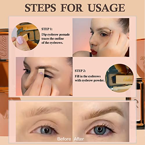 Oulac Waterproof Eyebrow Powder & Pomade Kit - 2in1 Long Lasting