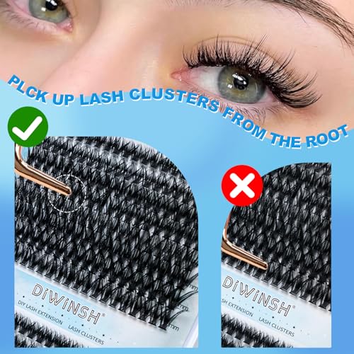 640PCS Eyelash Clusters 30D+40D+50+60D Volume Lash Clusters Wispy Individual Lashes D Curl Fluffy Lash Extension 9-16mm DIY Natural Cluster Eyelash Extensions for Beginners