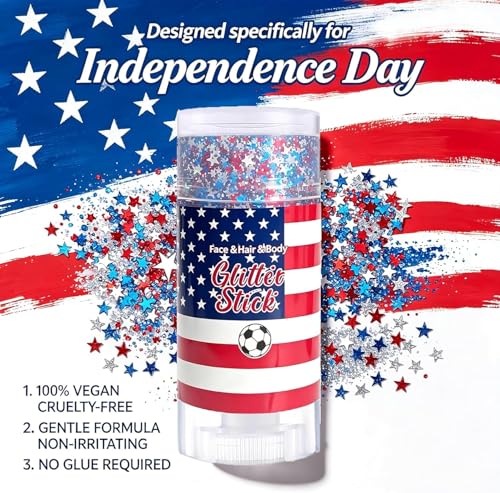 Patriotic Red White Blue Glitter Stick - Face & Body