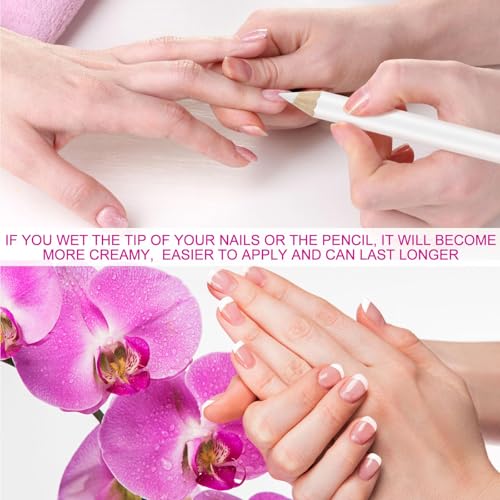 2-in-1 White Nail Whitening Pencil Set with Sharpener & Cuticle Pusher, 2 Pack