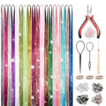 Fairy Hair Tinsel Extensions Kit - 18 Colors, 48 Inches, 8000 Strands