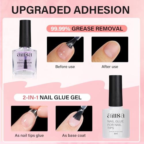 ALDISA 240pcs Almond Nail Kit with UV Lamp - DIY Salon Gel Tips & Polish Set