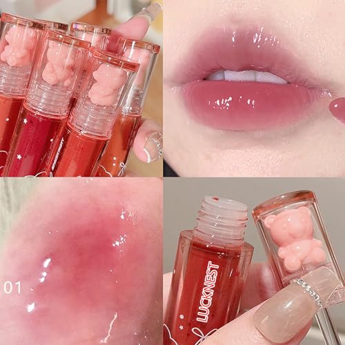 6-Piece Bear Lip Glaze Set - Moisturizing Waterproof Liquid Lipstick