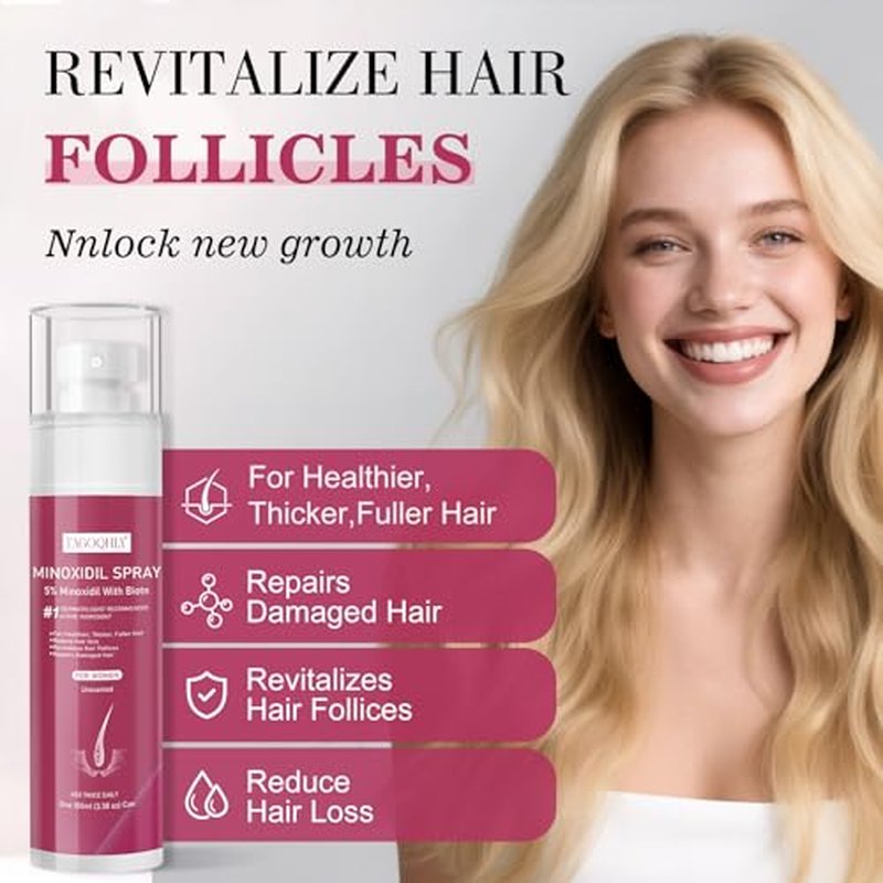 5% Minoxidil Hair Regrowth Spray for Women with Biotin