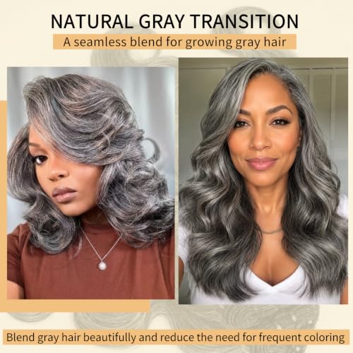 SIYUSI Gray Human Hair Extensions 12 Inch Wavy Curly Salt & Pepper Bundles