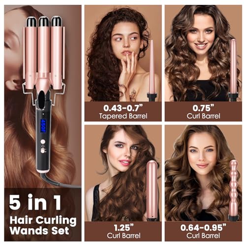 Bo'laiya 5-in-1 Curling Wand Set with Temperature Display