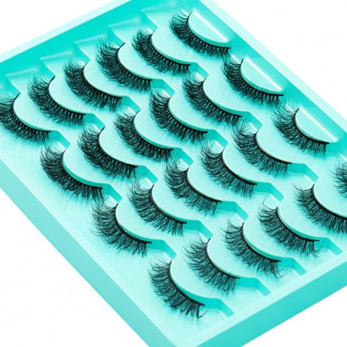 False Eyelashes Natural Lashes Wispy Lashes Strip Eyelashes Lash Extension Cat Eye Wispy Lashes?Easy Apply Cluster Lashes for Fluffy, Natural Look, 12 Pairs
