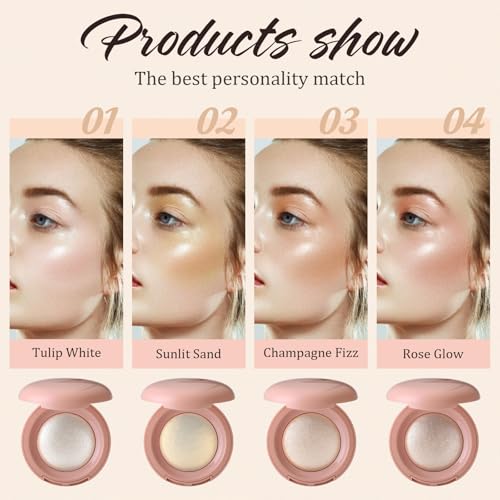 Baked Highlighter Powder Palette - Waterproof Shimmer Face & Body