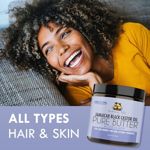Sunny Isle Rosemary Jamaican Black Castor Oil Pure Butter 4oz | Stimulates Hair Growth | Effective Moisturizer Hair & Skin | All Types & Textures