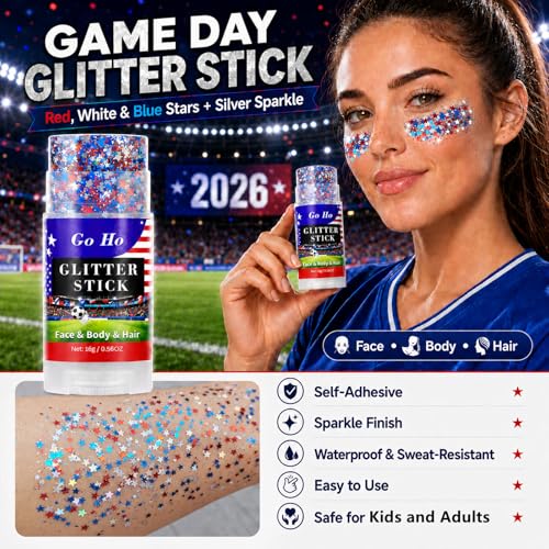 Red White Blue Glitter Stick Face & Hair Makeup