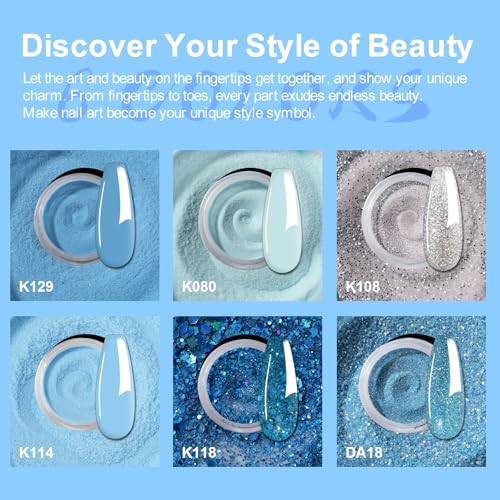 Eodci Dip Powder Nail Starter Kit - 6 Colors Glitter Dipping Powder Set