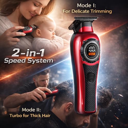 TARSHYRY Professional Barber Hair Clippers for Men, Rechargeable Hair Trimmer Kit for Home and Salon Grooming, High Power Low Noise,Ergonomic Design Electric Hair Trimmer