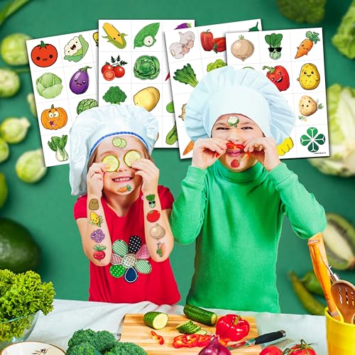 Vegetable Temporary Tattoos for Kids | 96 PCS Party Favors