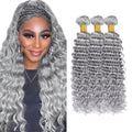 Fridnae 20 Inch Grey Deep Wave Human Hair Bundles - 3 Pack