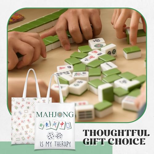 Paterr Mahjong Tote Bag Set of 4 Canvas Handbags