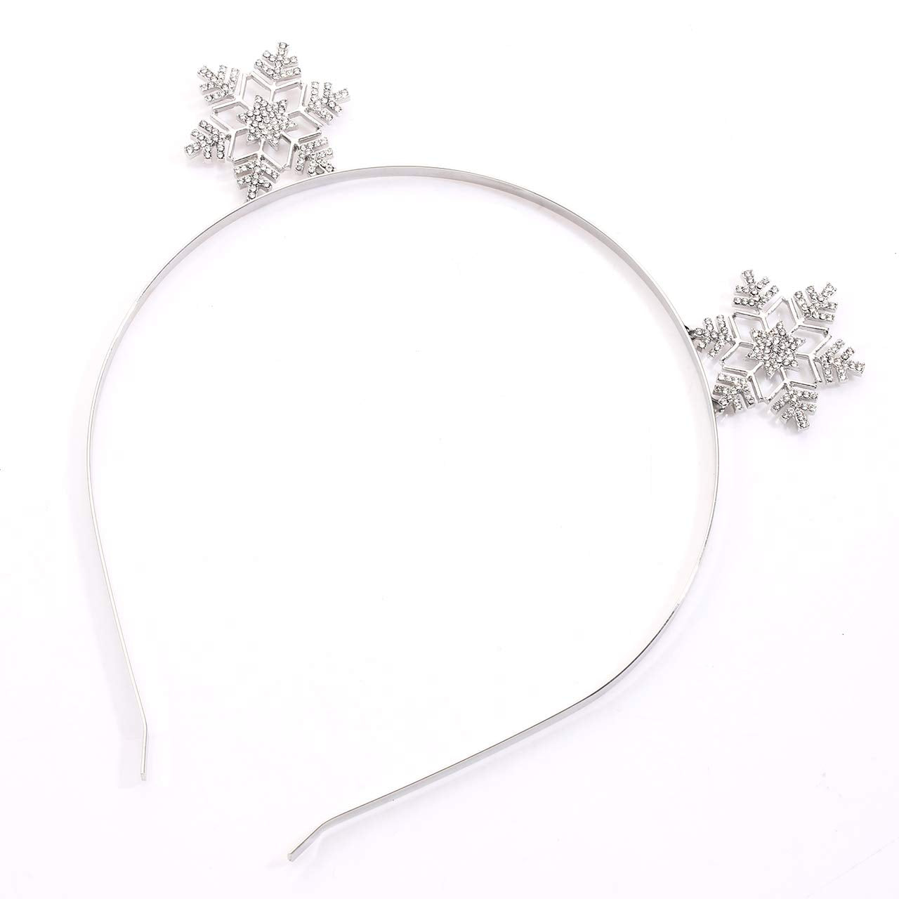 Christmas Reindeer Antler Headbands Cute Deer Horn Hairbands Shinny Rhinestone Snowflake Hair Hoop Crystal Festive Holiday Headpiece for Women Girls (Silver)