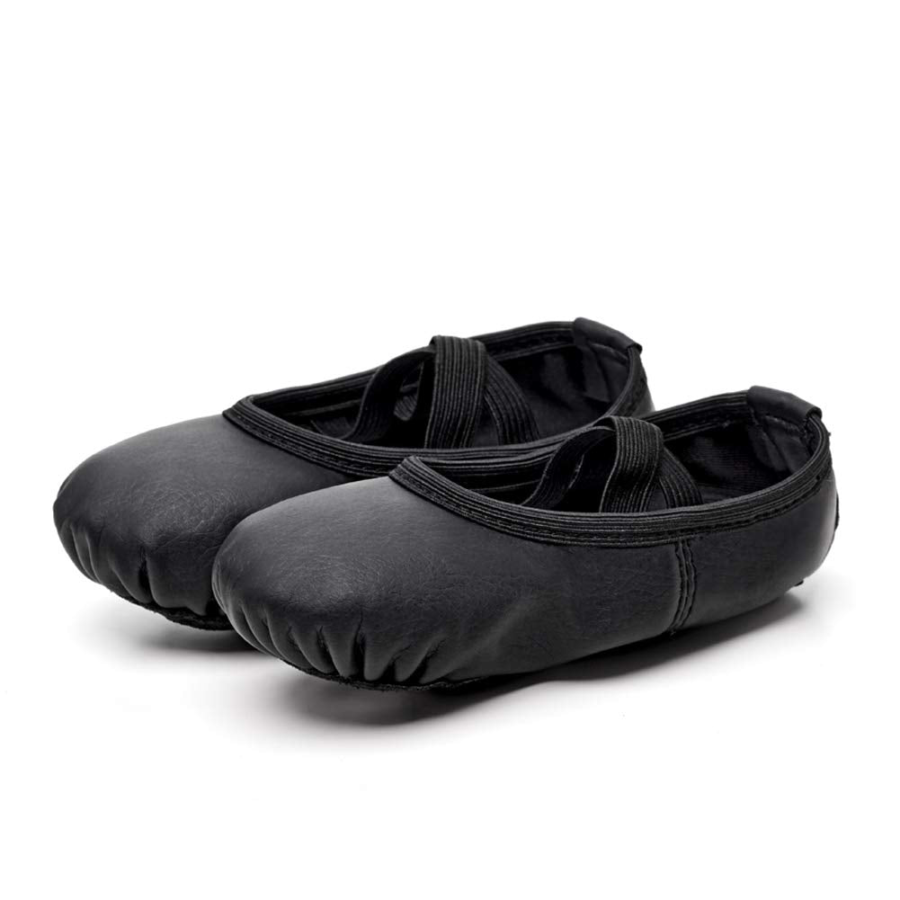 Stelle Ballet Shoes for Girls Toddler Ballet Slippers Soft Leather Boys Dance Shoes for Toddler/Little Kid/Big Kid (Black, 5MT)