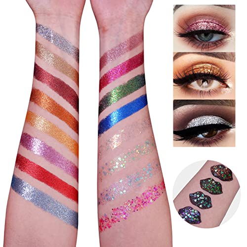 UCANBE Pro Glitter Eyeshadow Palette - 16 Colors Pressed & Chunky