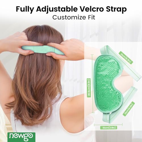 NEWGO Cooling Eye Mask for Puffy Eyes, Cold Eye Mask Eye Ice Pack for After Eyes Surgery, Tension Stress Relief, Itchy Eyes, Headaches, Dark Circles - Blue (Green) (Pack of 2)