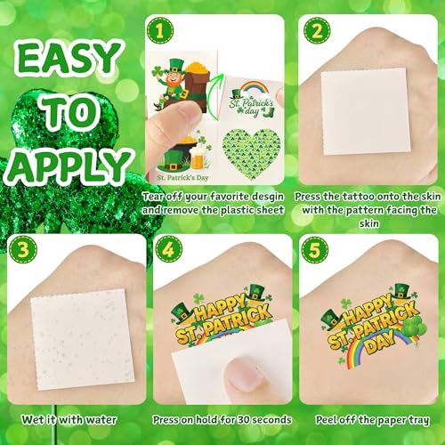 150 PCS St Patrick's Day Temporary Tattoos - Green Clover Shamrock