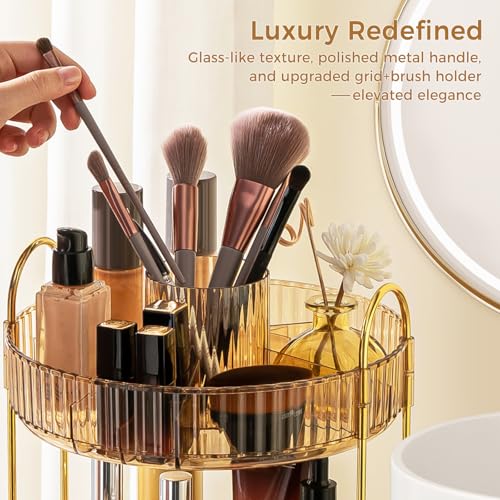 360° Rotating Makeup Organizer - 3-Tier Cosmetic Storage Caddy