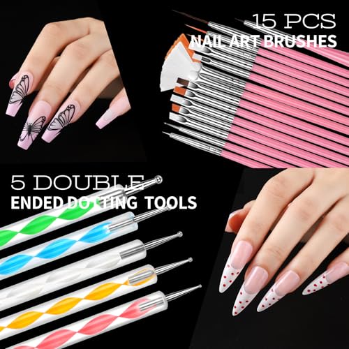 Teenitor DIY Nail Art Kit with 3D Charms, Rhinestones, Brushes & Stands