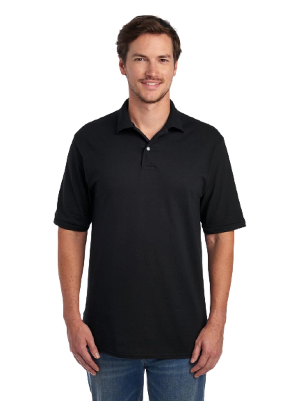 Jerzees Men's SpotShield 2 Button Rib Knit Polo Shirt_S_Black