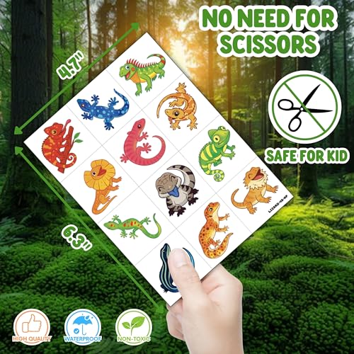 Lizard Party Favors Set: 48 Tattoos & 24 Punch Balloons