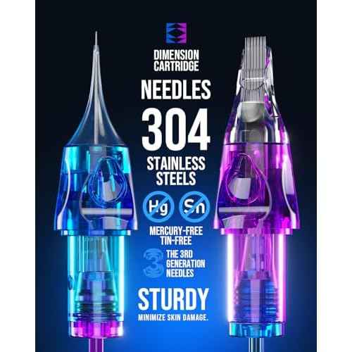 CNC Tattoo Cartridge Needles 30pcs Assorted Needle Round Magnum Cartridges #10 Bugpin 7RM 9RM 11RM 13RM 15RM #1209RM Mixed for Tattooing Supplies EN04B-30KIT-G