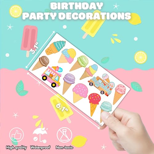 Ice Cream Temporary Tattoos for Kids - 100 PCS