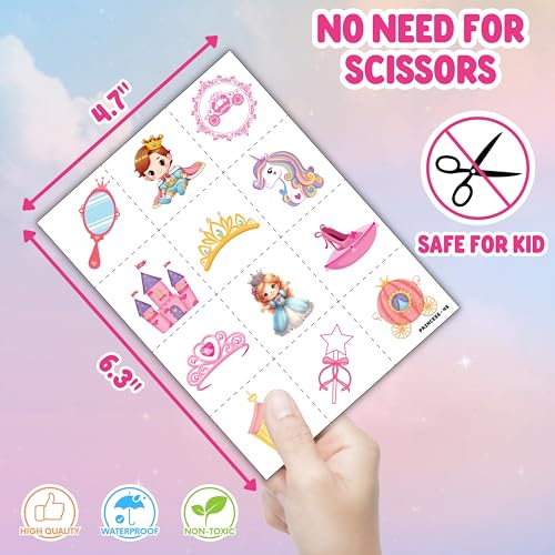 Princess Party Favors Set - 72PC Tattoos & Slap Bracelets