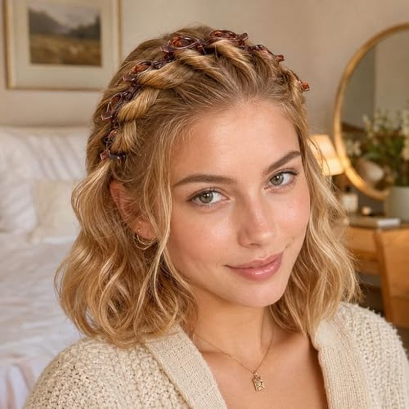 2-Piece Bangs Hairpin Headband with 8 Clips – 90s Y2K Hair Styling