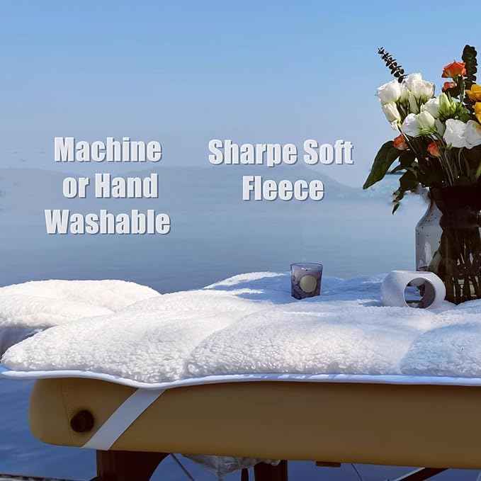 Fleece Massage Tables Cover Set 31"x72", Cozy Quilted Massage Bed Topper, Includes Pad & Face Cradle Cover, Natural, Hypoallergenic, Skin-friendly – Ideal for Spa, Physical Therapy, Home Massage