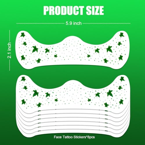 Ivy Leaf Face Tattoos - Green Glitter Waterproof Temporary Tattoos (8 Sheets)