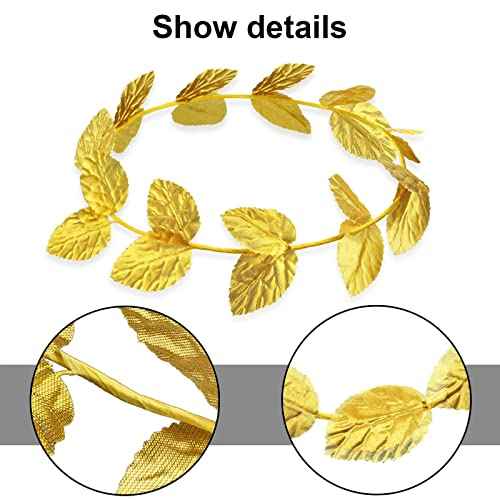 Unittype 18 Pcs Gold Laurel Crown Wreath Gold Leaf Headband Greek Toga Goddess Costume Headpiece for Women Halloween Accessories