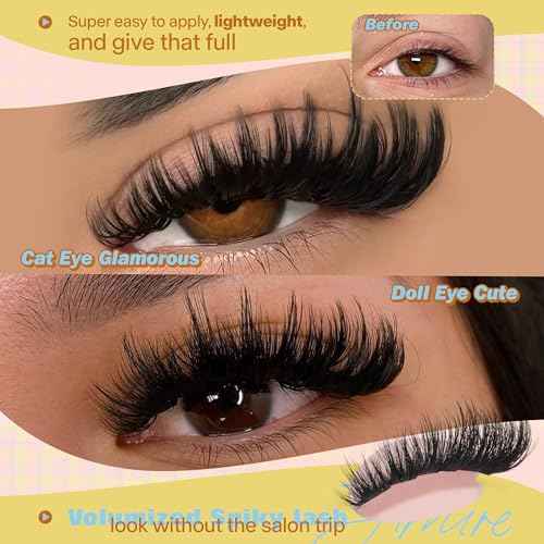 JIMIRE Manga Lash Clusters Wispy Volume Cluster Eyelash Extensions CD Curly 14-18MM Fluffy Eyelash Clusters Easy to Apply DIY Thick Individual Lashes at Home 162Pcs Pack