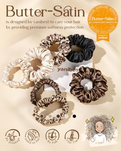 YANIBEST 8-Pack Satin Scrunchies - No Damage Hair Ties for Women