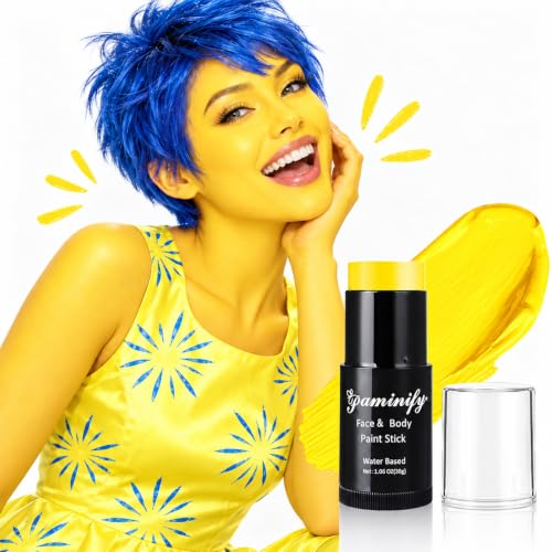 Paminify Yellow Face Paint Stick - Water-Based, Washable Body & Halloween Makeup (1.06 oz) – Lion/Tiger/Monster SFX Cosplay