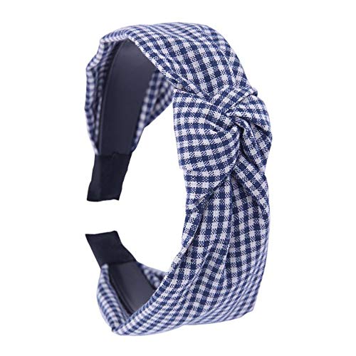 4-Pack Gingham Turban Headbands – Non-Stretch 13cm Active Hair Accessories
