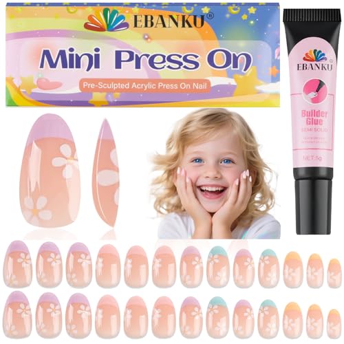 26-Piece Kids Press-On Nails Set with Glue for Ages 5-12