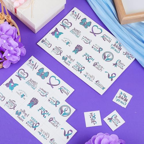 Suicide Prevention Awareness Temporary Tattoos 240pc Glitter Teal