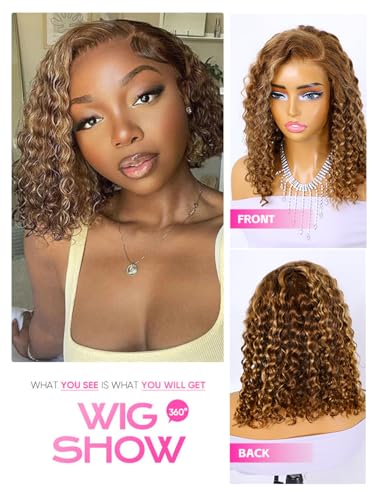 Water Wave Bob Wig Human Hair 14" Glueless Wig