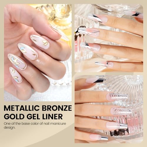 RARJSM Metallic Gel Liner Nail Art Polish Set - Mirror Chrome 3D Effect