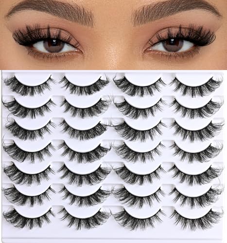 Cat Eye Lashes 14 Pairs Wispy 3D Strip Eyelashes D Curl