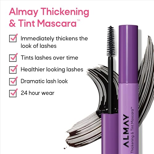 Almay Thickening & Tint Mascara, Instant Soft Full Volume, Conditions & Darkens Natural Lashes Over Time, No Flaking or Clumping (Packaging May Vary), 403 Black Brown, 0.28 fl oz