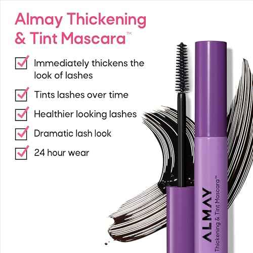 Almay Thickening & Tint Mascara, Instant Soft Full Volume, Conditions & Darkens Natural Lashes Over Time, No Flaking or Clumping, 402 Black, 0.28 fl oz