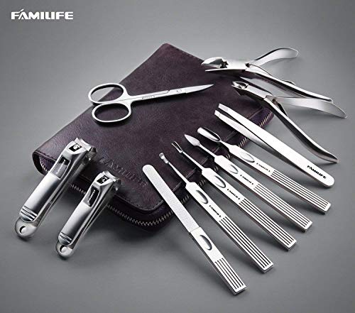 FAMILIFE 11-in-1 Manicure & Pedicure Set - Stainless Steel Nail Kit