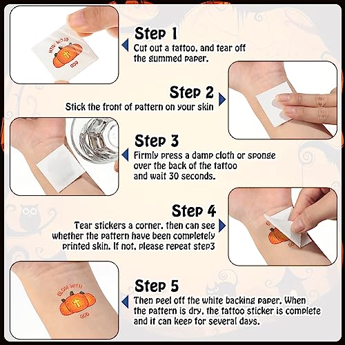 240 Pcs Christian Halloween Glitter Tattoos for Kids