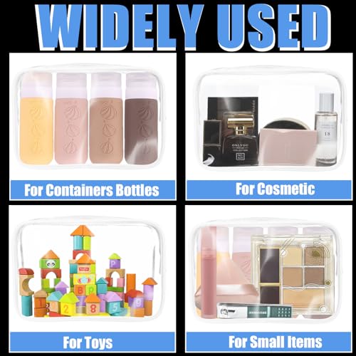 12 Pieces Clear Cosmetic Bag, PVC Waterproof Makeup Bags with Zipper, TSA Approved Toiletry Bag for Travel, Transparent Pouches Organizer Storage for Men and Women (White, Small)